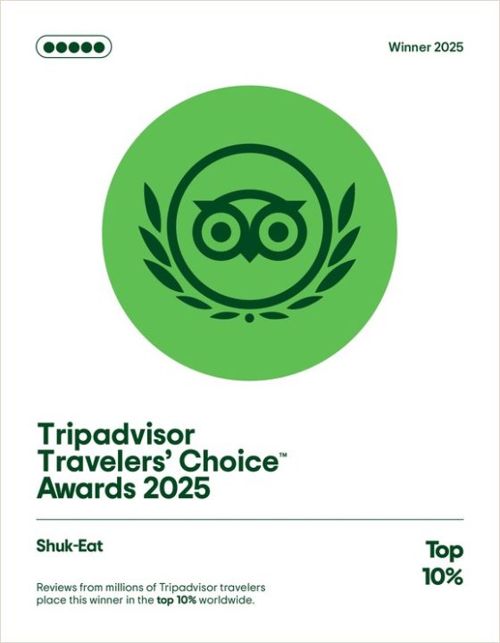 Tripadvisor Travelers' Choice 2025 certificate for ShukEat