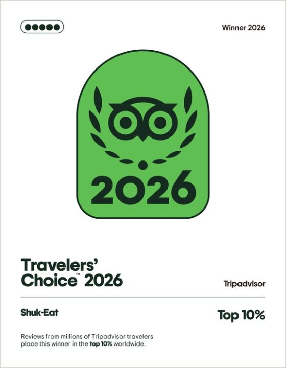 Tripadvisor Travelers' Choice 2026 certificate for ShukEat